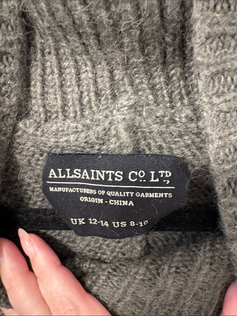 All Saints Gray Cable Knit Poncho - Picture 5 of 6